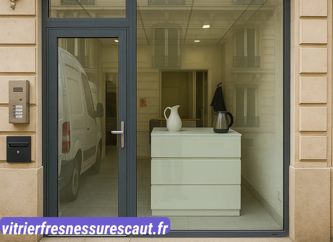 Façade vitrine de magasin en aluminium sur mesure à Fresnes-sur-Escaut